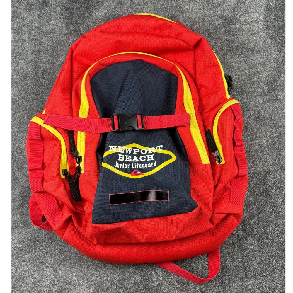 Quiksilver Newport Beach Junior Lifeguard Surf Beach School Backpack Red Yellow